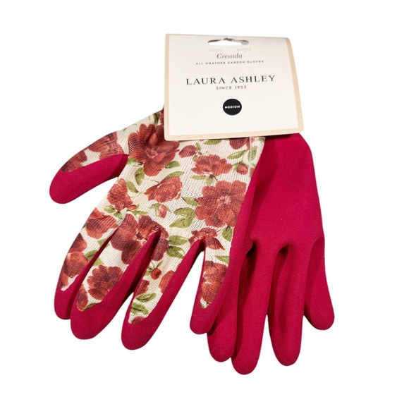 NEW Laura Ashley CRESSIDA Dark Red Floral All Weather Garden Gloves - Picture 1 of 5